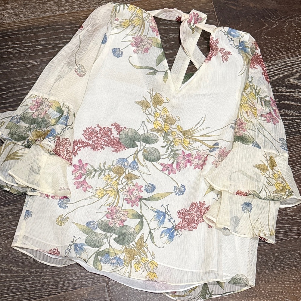 River Island Floral Blouse - Cream, Pink, Blue, Green